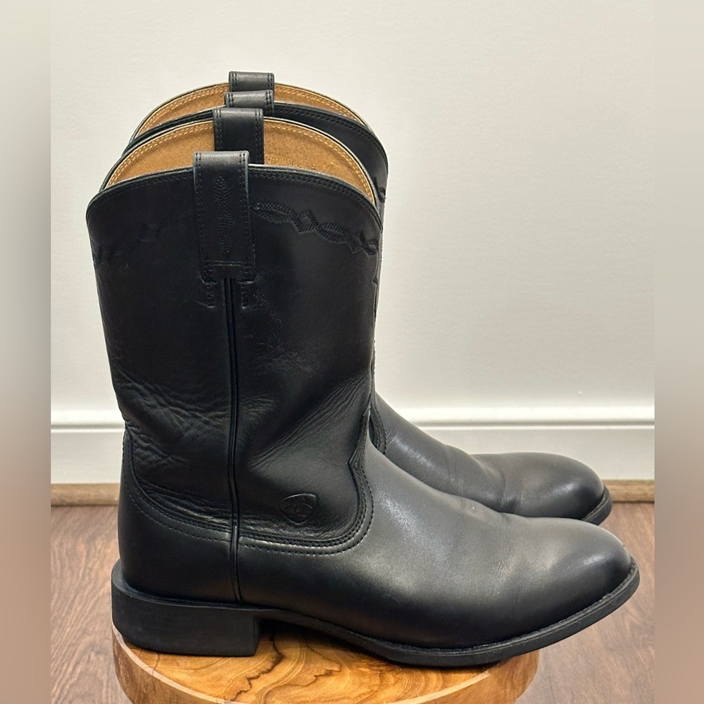 ARIAT Men's Black Western Leather Cowboy Black Boots Size 9.5EE - Picture 7 of 15